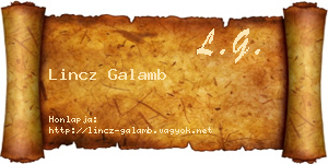 Lincz Galamb névjegykártya